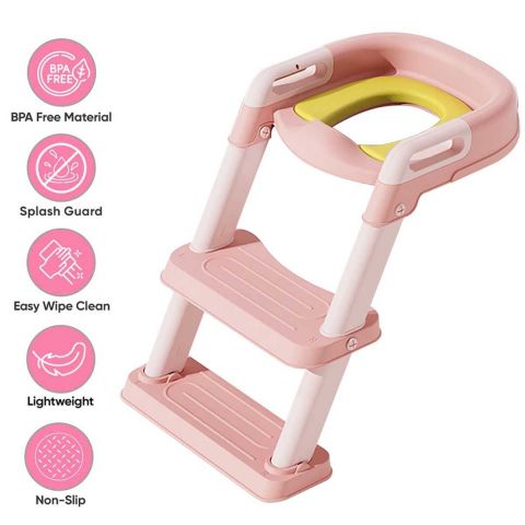 Potty Training Child Toilet Seat with Ladder - peach