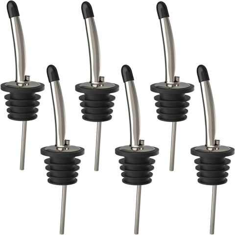 6pcs Stainless Steel Wine Pourers with Flip Top