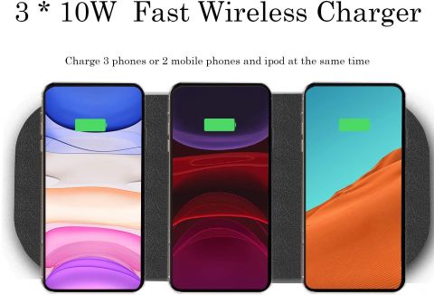 3x10W Fast Wireless Charger Station