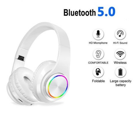 Bluetooth V5.0 Headphones Foldable With LED Lights