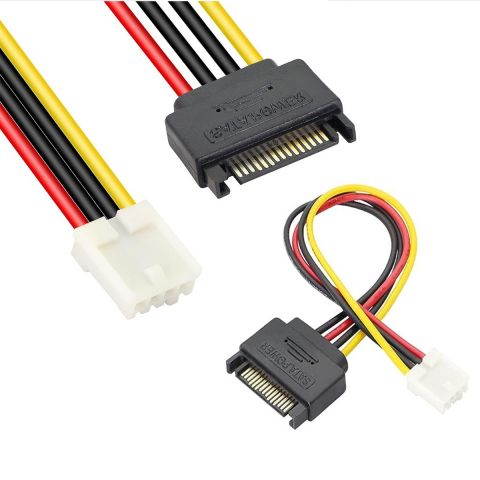4 Pin Floppy Drive to 15 Pin SATA Male Power Cable